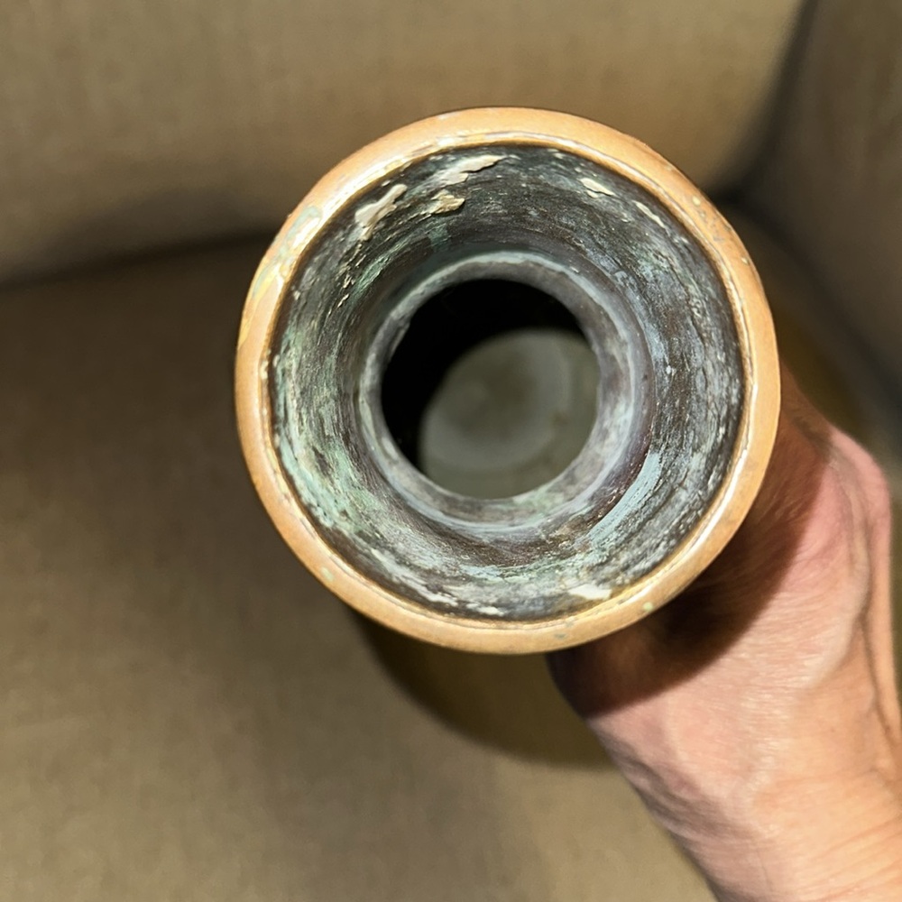 Handmade and Hammered Copper and Brass Vase 14” - Picture 7 of 12